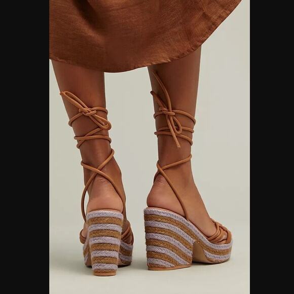 New Anthropologie Raffia Platform Heel - Size 6.5 - Picture 4 of 6